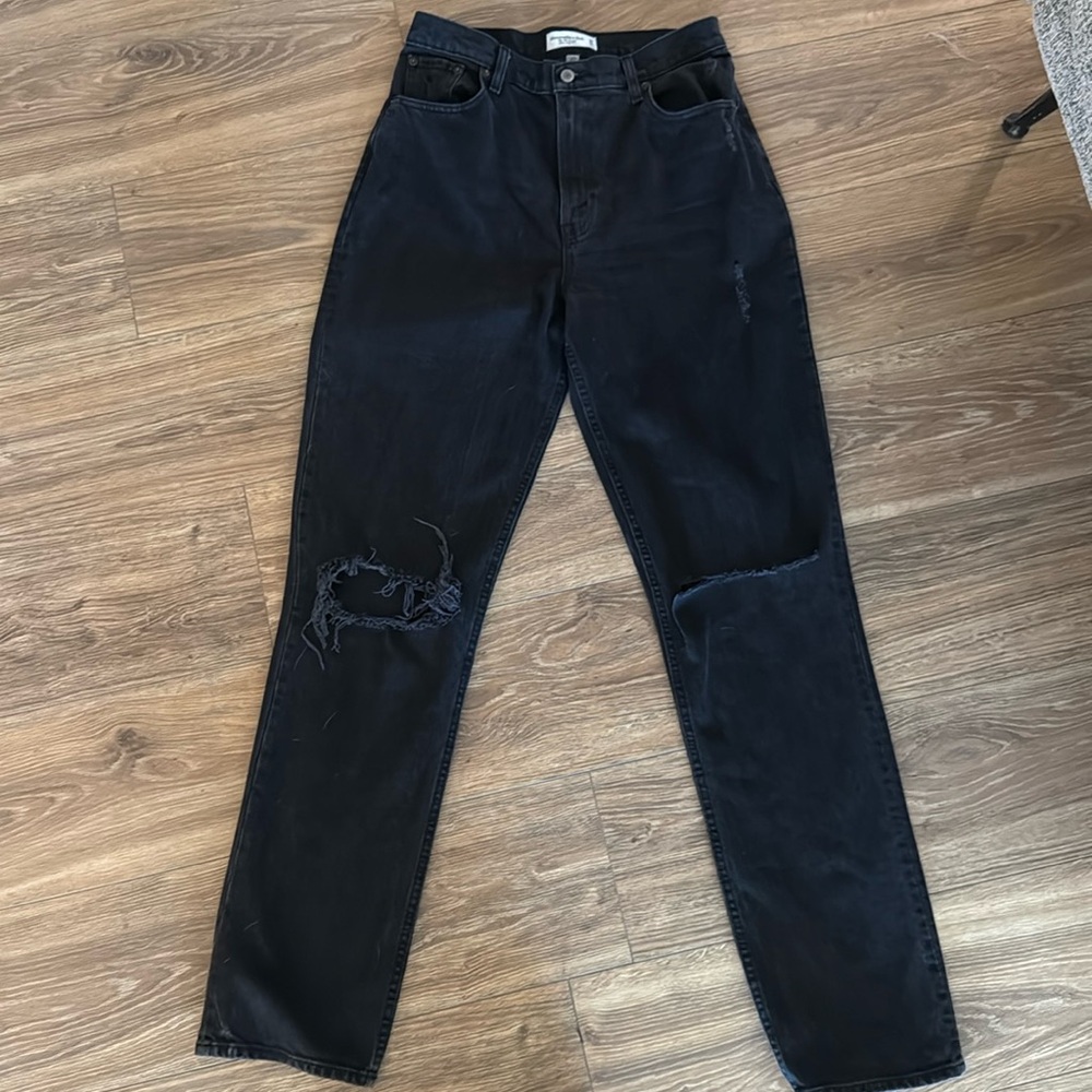 Abercrombie & Fitch Curve Love distressed black jeans